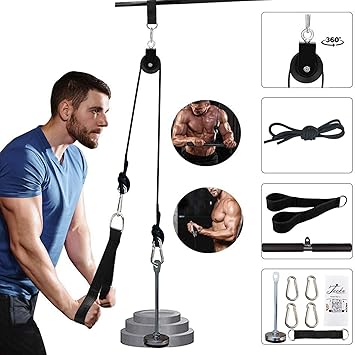 Amazon プーリーケーブルマシン Lat ラットプルダウン ケーブル トレーニング 機器 プロフェッショナル 筋肉強化 フィットネス器具 メンズ レディース 前腕 リストス ローラー トレーナー フィットネス 機器 ヘビー デューティ プーリー システム Lat付き ハンドル