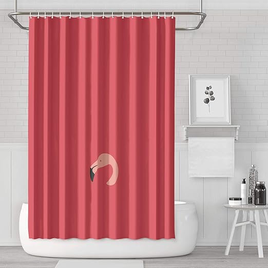 Amazon Com Hot Pink Flamingo Head Red Background Shower Curtain