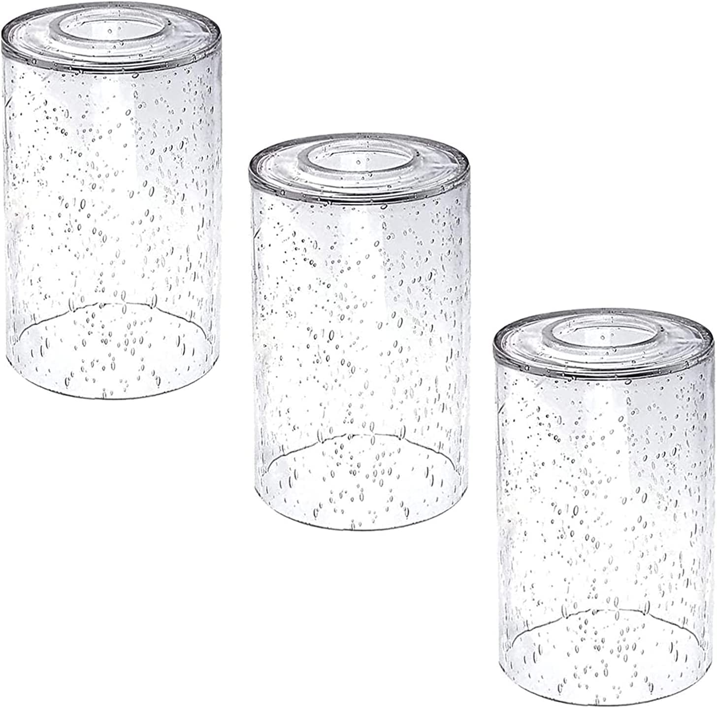 Photo 1 of Eietonte 3 Pack Clear Seeded Glass Lamp Shades, 5.9in Height, 3.9in Diameter, 1.7in Fitter, Cylinder Bubble Glass Shade Covers, Seeded Glass Replacement for Pendant Light Chandelier Wall Sconce