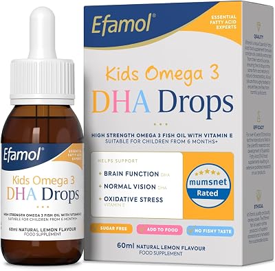Efamol Kids Omega 3 DHA Drops Brain Support 6 Months+ Lemon Flavour 250mg DHA