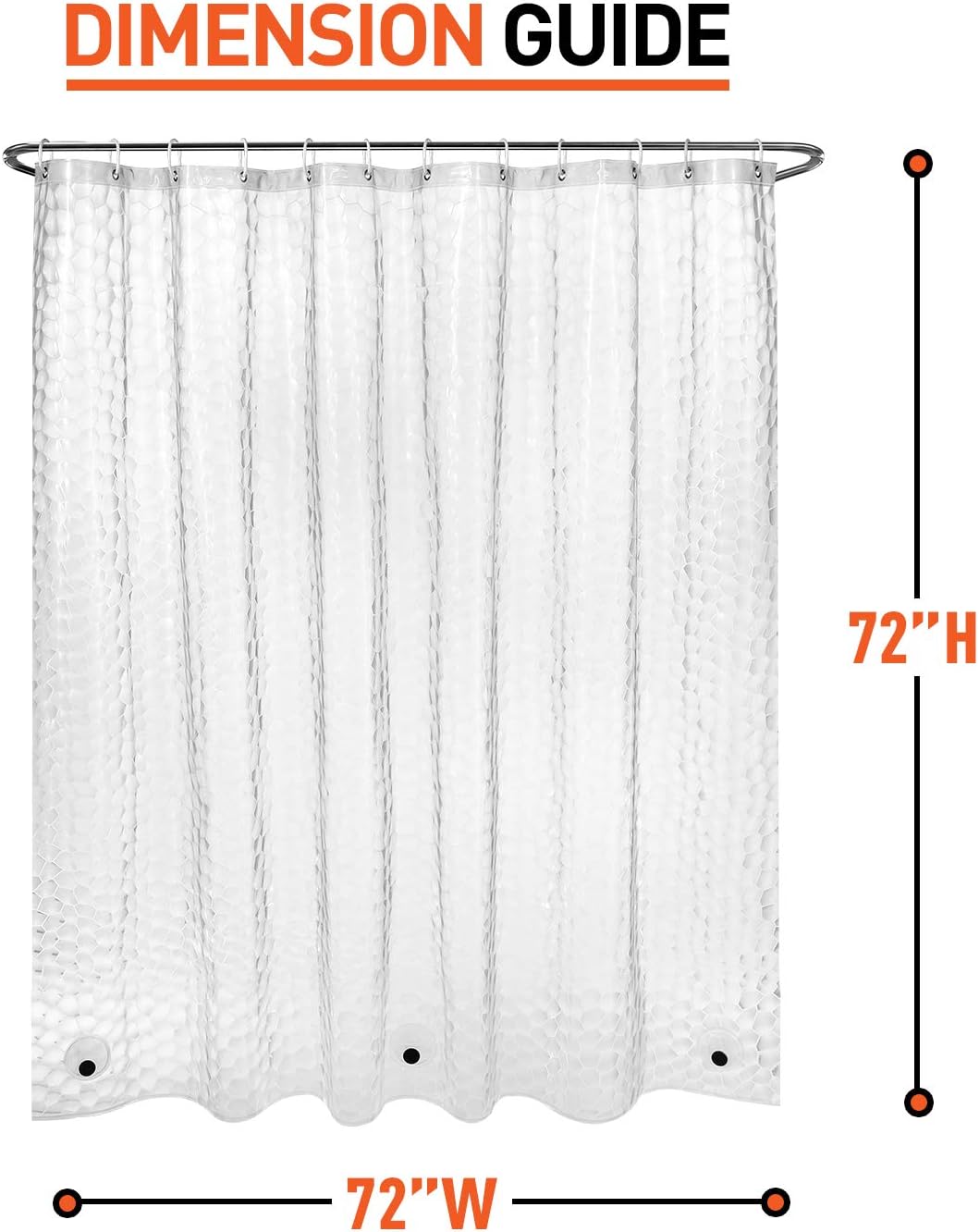 Arcedo Shower Curtain Liner with Magnet, Water Repellent Shower Curtain, Plastic Stall Shower Curtain with Hooks, Odorless Bathroom Accessories with Rust Resistant Grommet, 72 x 72 Inch, Water Cube: Home & Kitchen