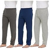 Men's 100% Cotton Jersey Active Lounge Sleep Pajama Pants for Men - 3 Pack