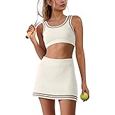SENSERISE Womens Workout Sets Tennis Dress Built in Shorts Tank Top and Skort Set with Pocket Gym Yoga Outfits