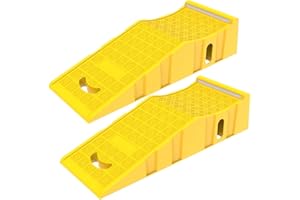 ORANCLUS 2Pack 6″ Yellow Lift Car Ramps - 10,000 lbs Capacity per Pair, Non-Slip Surface with Reflectors,Vehicle Service Ramps for Maintenance, Oil Changes, and Repairs