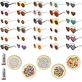 Hlimior 30 PCS Flower Sunglasses Set for Kids - Includes 100 Daisy Embellishments, 400 Random Letter Beads & 2*Glue - Perfect DIY Craft for Boys and Girls, Ideal for Parties and Gifts (30)
