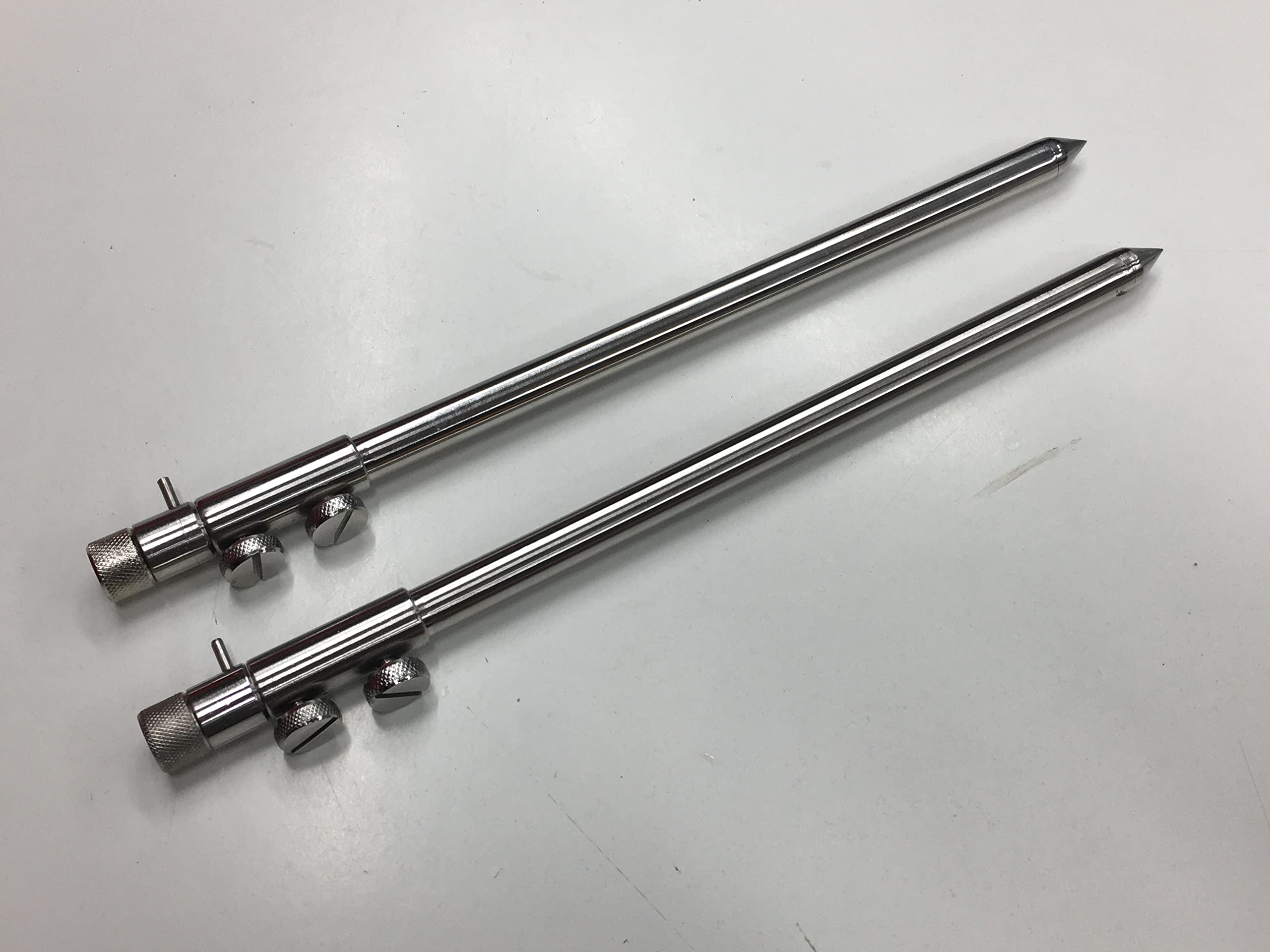 TMC 2 x Bank Sticks 30-50 cm. Solid Stainless Steel. Carp Fishing tackle.