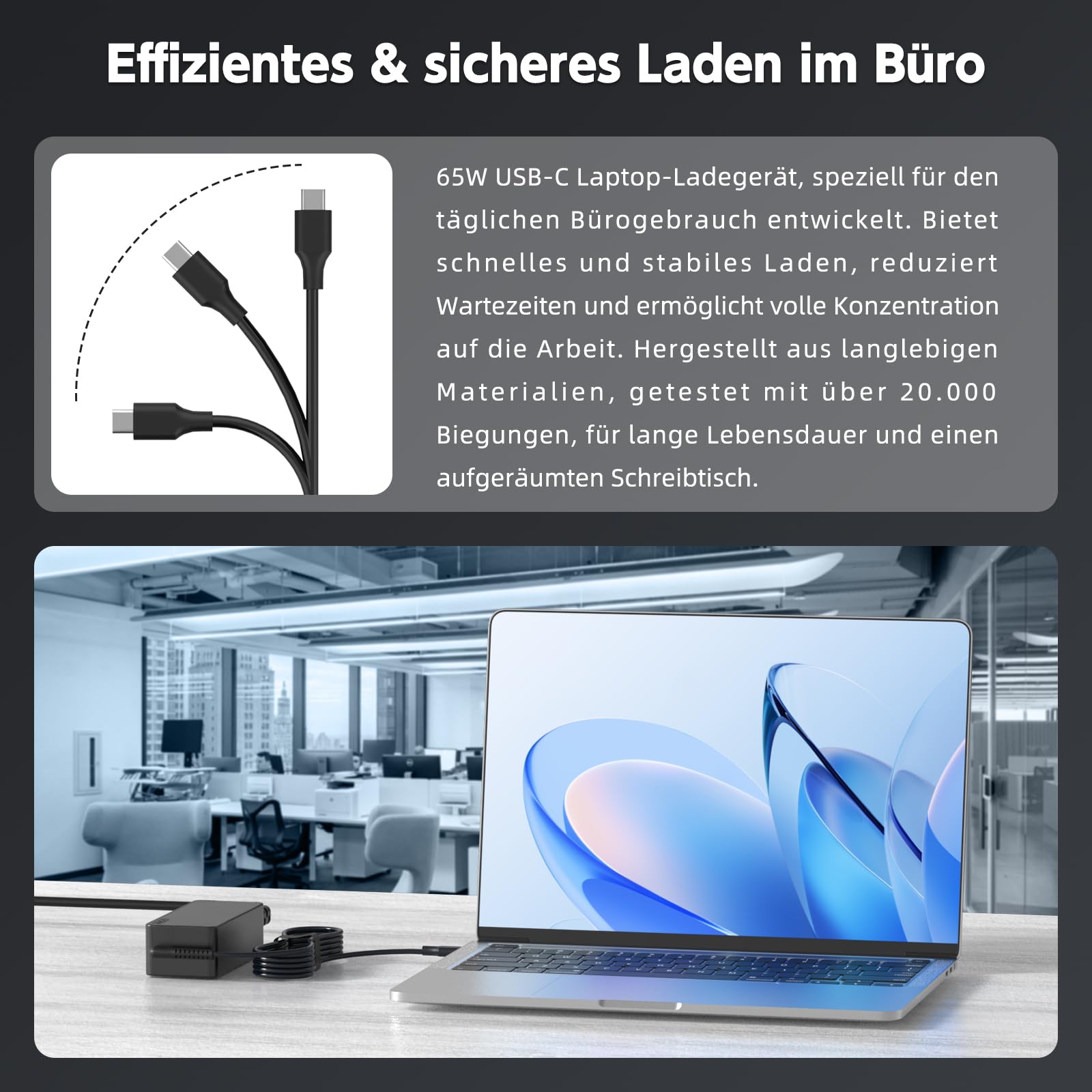 BIUBOTY 65W USB C Ladekabel Laptop Netzteil für Lenovo ThinkPad T14 T480 T490 E14 E15 X1 Carbon, Kompatibel mit L13 L14 Yoga 7i 9i – 20V 3.25A Laptop Ladegerät für Lenovo Netzteil 65W USB C 7