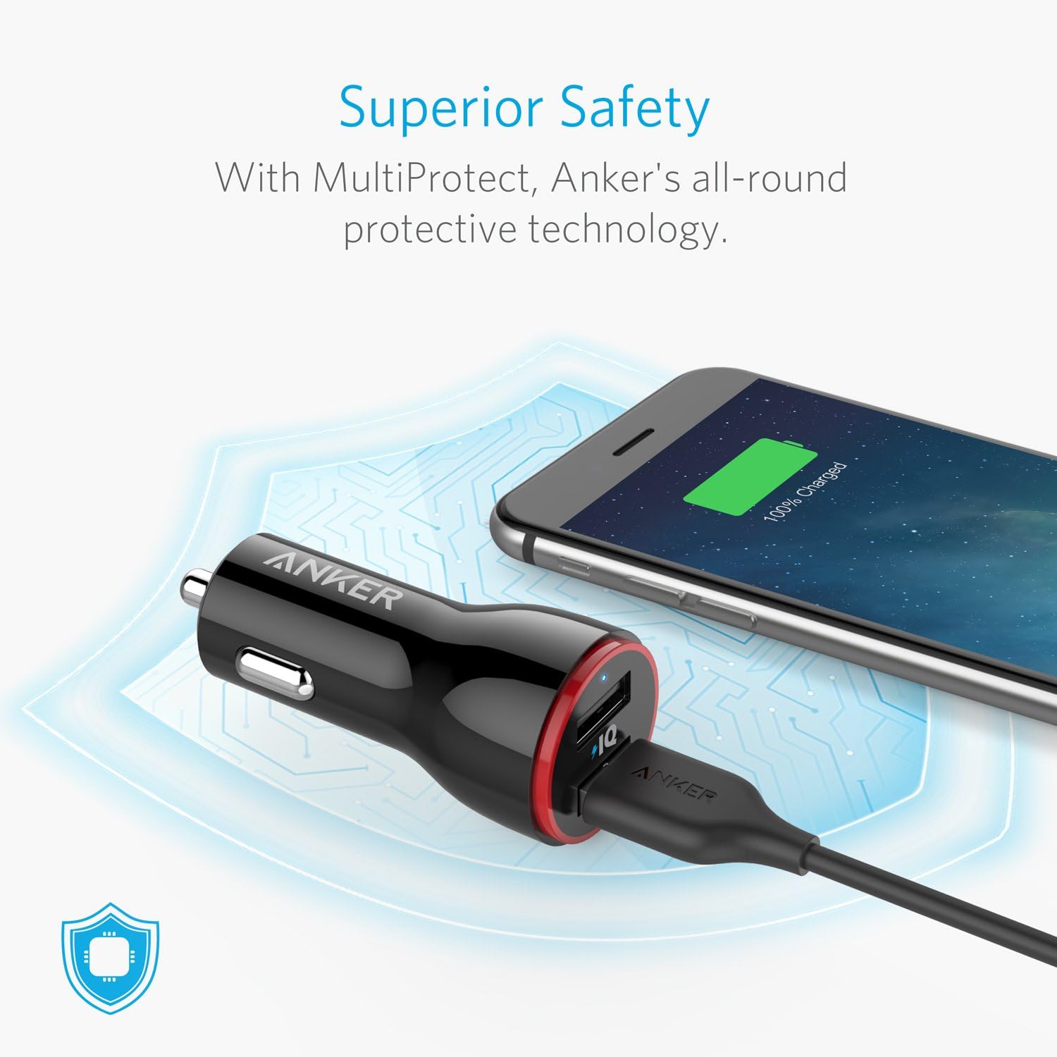 Anker 24W Dual USB Car Charger, PowerDrive 2 for iPhone X / 8/7 / 6s / Plus, iPad Pro/Air 2 / Mini, Note 5/4, LG, Nexus, HTC, and More
