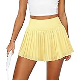 NEJXQ Women's Pleated Tennis Skirt for Women with Shorts Pockets Mini Pleated Flowy High Waisted Athletic Golf Skorts Skirts