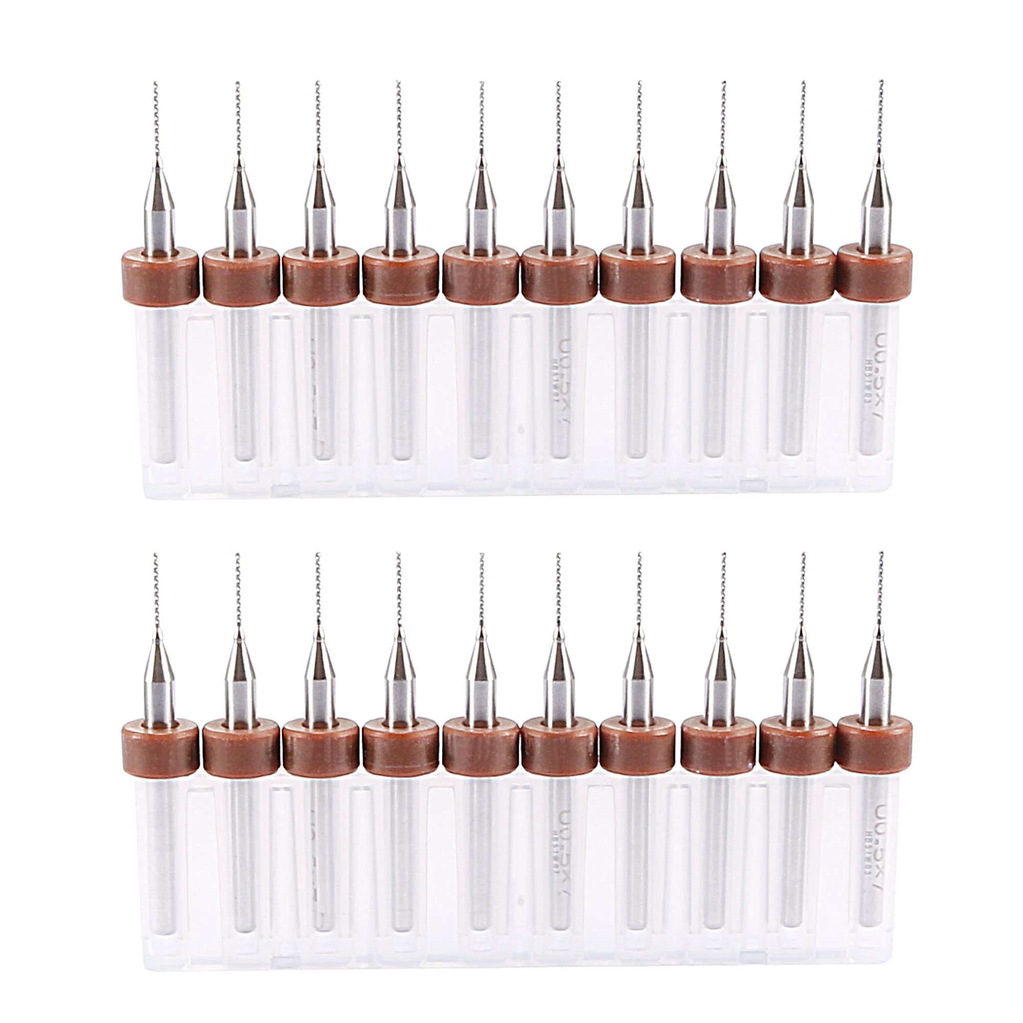 sourcing map PCB Drill Bits 0.5mm Tungsten Carbide Rotary Tool Jewelry CNC Engraving Print Circuit Board Micro Drill Bits 1/8 Inch Shank 2 Set (20 Pcs)