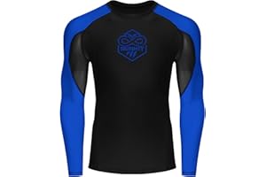 Runhit Men's BJJ Rash Guard Jiu Jitsu Compression Shirts Long Sleeve for MMA No GI Wrestling Grappling Sports Base Layer