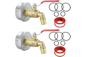 NORJIN 2 Pack 2" Drum Faucet 3/4" Brass Barrel Faucet with EPDM Gasket and Teflon Tape for 55 Gallon Drum