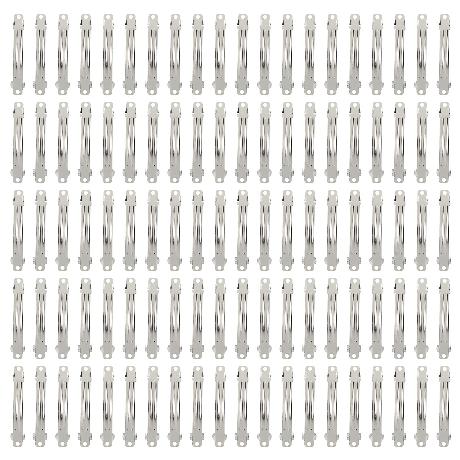 100 Pack 6 CM 2.36 Inch Blank Silver Square Rectangle Metal French Barrette Plain Hair Clips DIY Crafting Clips for Bows Ponytail Holder Hair Accessories for Women Girls