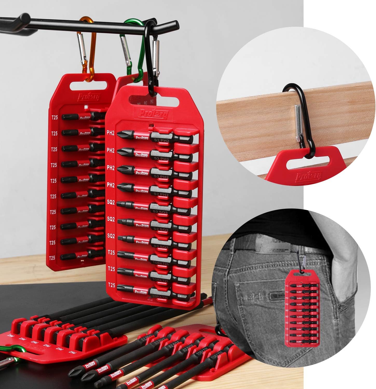 Protorq Impact Bit Set W/clip, Hex head drive bits, SAE, S2 Steel, 10-Piece, 2 Inch Length, Hex Head Allen Wrench Drill Bit Set, 1/4" Hex Shank-Prefect for IKEA Furniture - - 