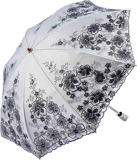 Amazon Co Jp レース刺繍傘日焼け止め結婚披露宴傘デコレーションブルー 服 ファッション小物