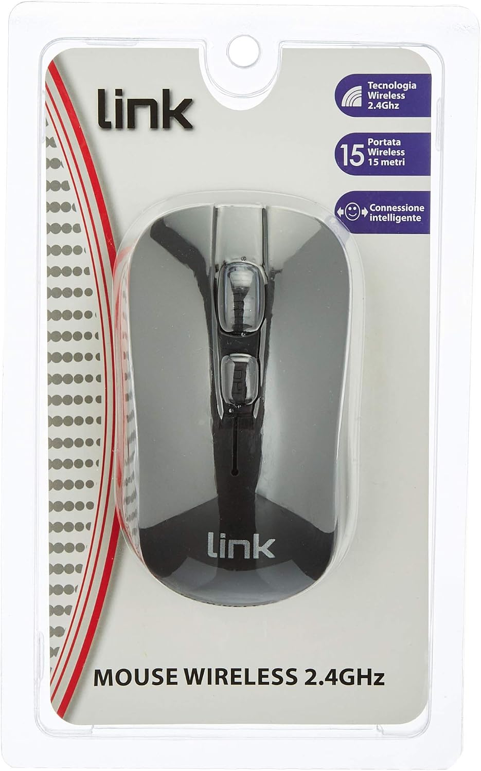Link, Wireless Mouse with 3 Buttons USB Receiver 1000 DPI Black, Ottico 3 Tasti 1000 DPI - Image 4