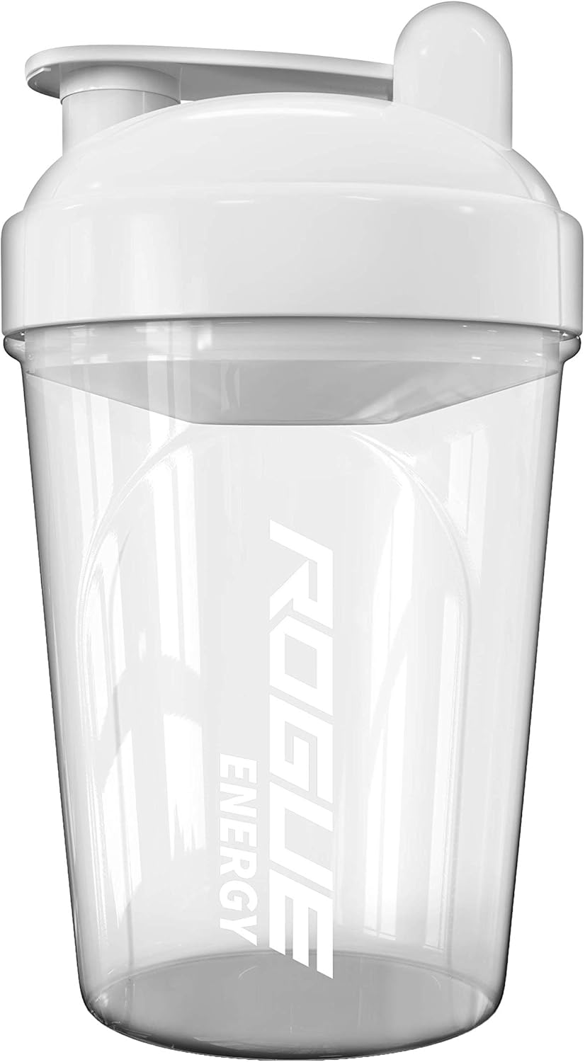 Rogue Energy Shaker Bottle | 16-Ounce, 500ml, BPA Free, Dishwasher Safe, Clear and White (Showcase Edition)