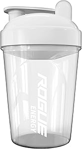 Rogue Energy Shaker Bottle | 16-Ounce, 500ml, BPA Free, Dishwasher Safe, Clear and White (Showcase Edition)