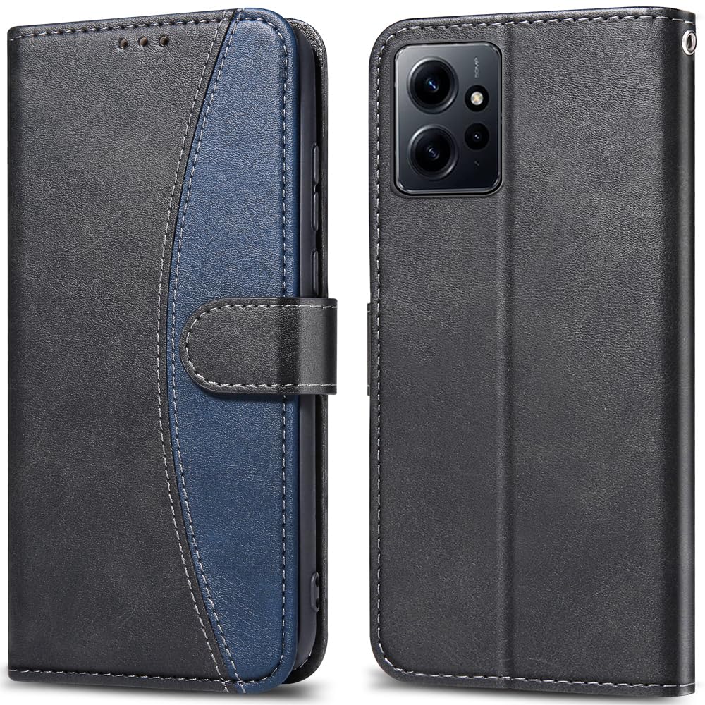LEBE Case for Xiaomi Redmi Note 12 4G, Flip Wallet Phone Case, Black PU Leather & TPU, Magnetic, Card Slot