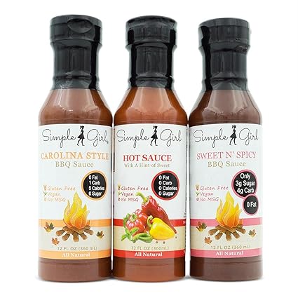 Simple Girl Bbq Sauce 3 Pack Sweet N Spicy Carolina Kick And Hot Sauce