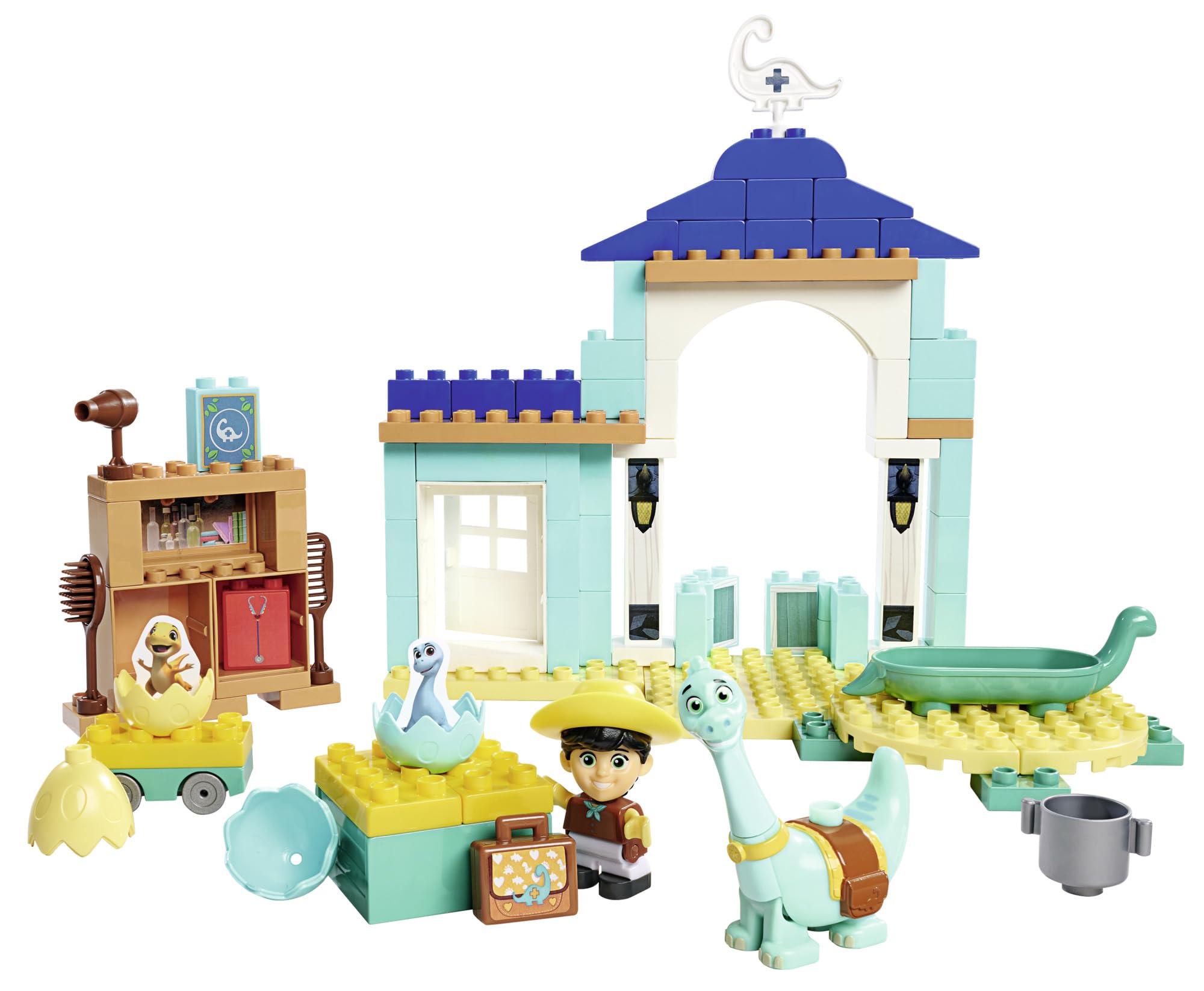 Big-Bloxx - Dino Ranch Nursing Station - Large Play Set (86 Building Blocks) for Dino Hospital with Breeding Site, Accessories & Toy Figure Min and Dino Figure Clover, for Children from 18 Months to 5