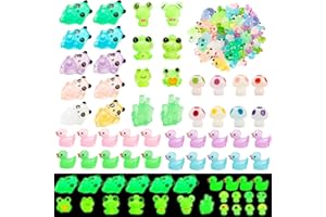 X HOT POPCORN Luminous Mini Resin Ducks Glow in The Dark Ducks Frogs Pandas Mushrooms Animals to Hide Bulk Tiny Resin Animals Figures Set for DIY Crafts Fairy Garden Aquarium Garden Ornament Home Decor