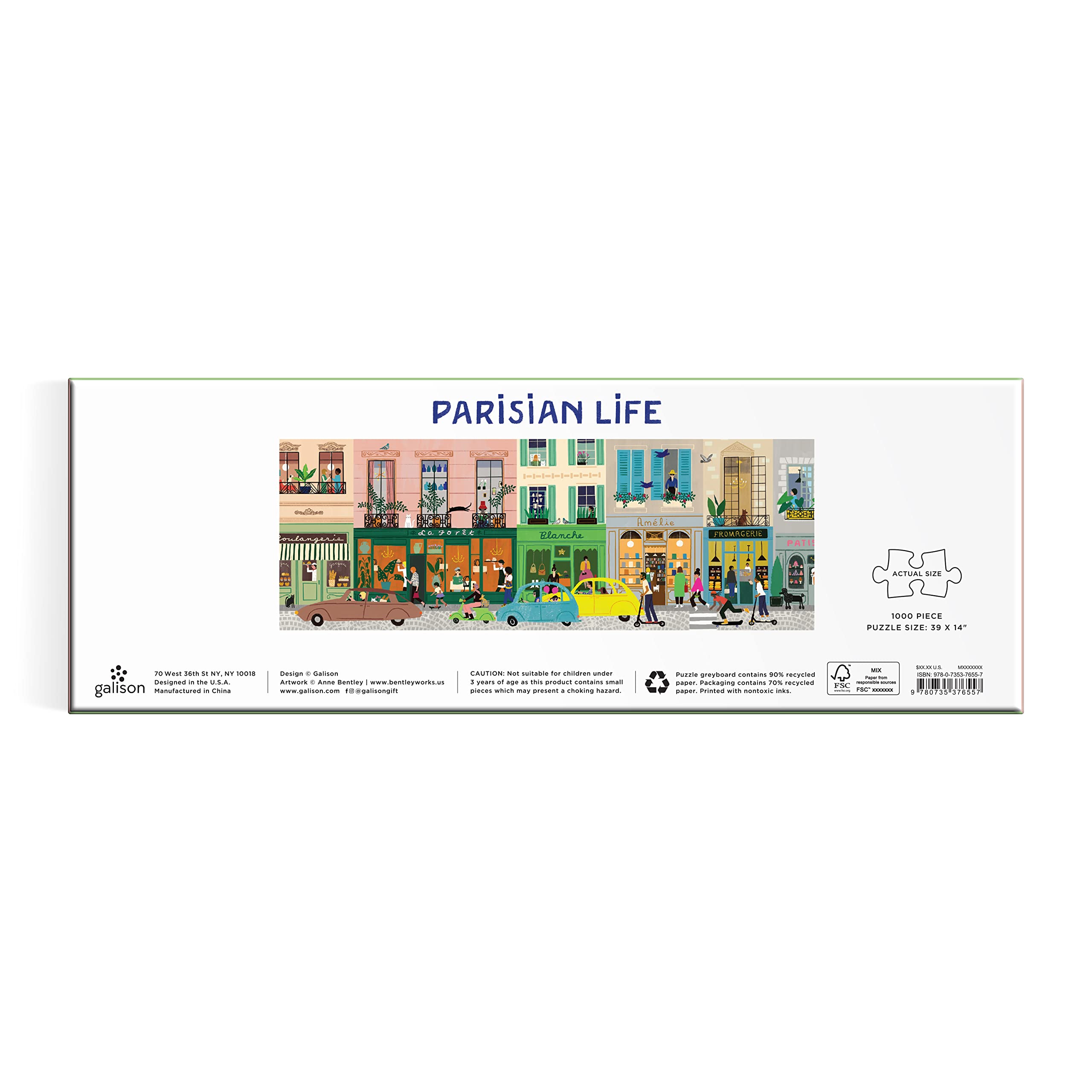 Galison Parisian Life – 1000 Piece Panoramic Puzzle Fun and Challenging Activity with Bright and Bold Artwork of Everyday Living in Paris for Adults and Families