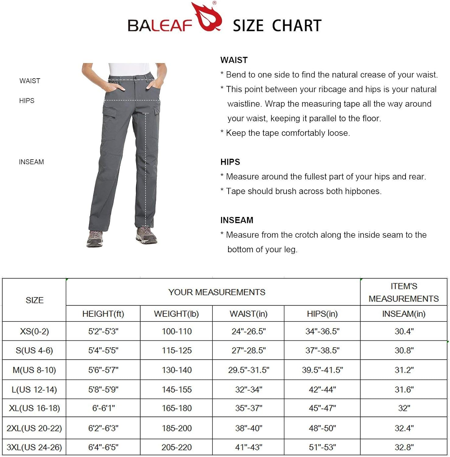 BALEAF Women's Lightweight Hiking Pants Convertible Roll Up UPF 50 Stretch Outdoor Capri Pants Water Resistant: Clothing