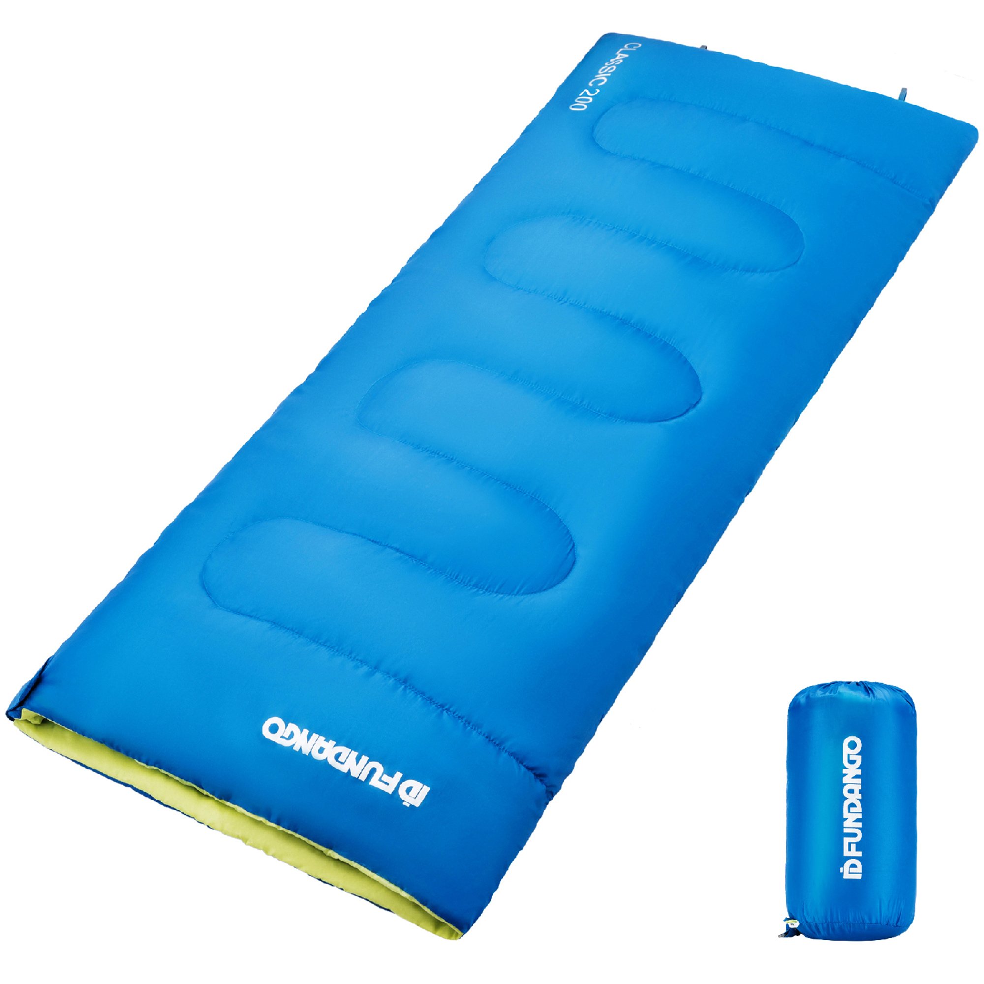 FUNDANGO Envelope Adult Sleeping Bag 37 Degree F/ 55.4 Degree F Lightweight with Compressed Sack