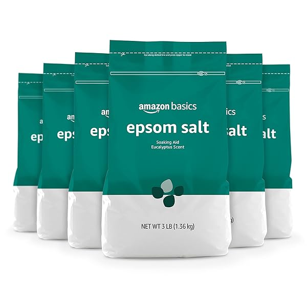 AMAZON BASICS EPSOM SALT SOAKING AID, EUCALYPTUS SCENTED, 3 POUND (PACK OF 6) (PREVIOUSLY SOLIMO)