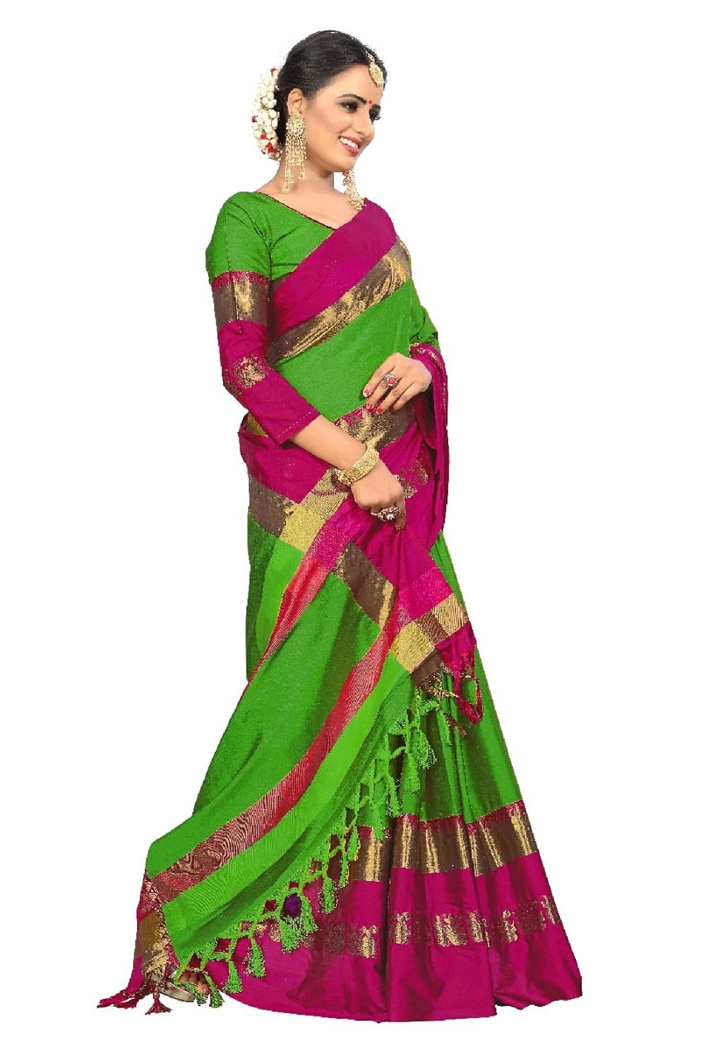 vinayak trendz women&rsquo;s paper silk embroidered saree with blouse piece.