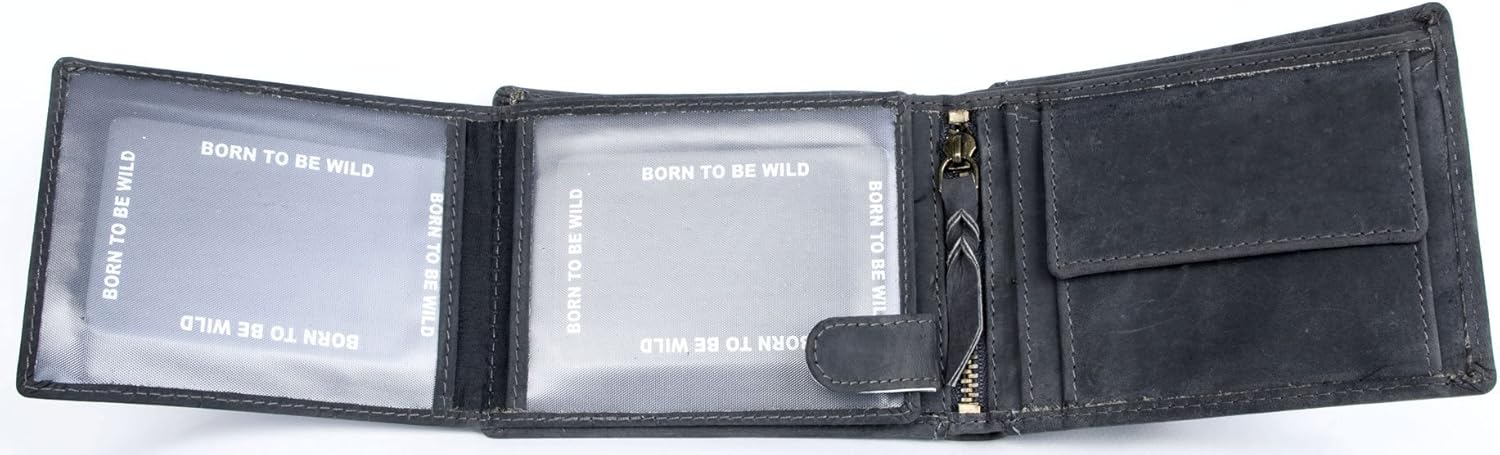 FLW-HL Strong Grey Genuine Leather Wallet with a Tank - RFID - Image 4
