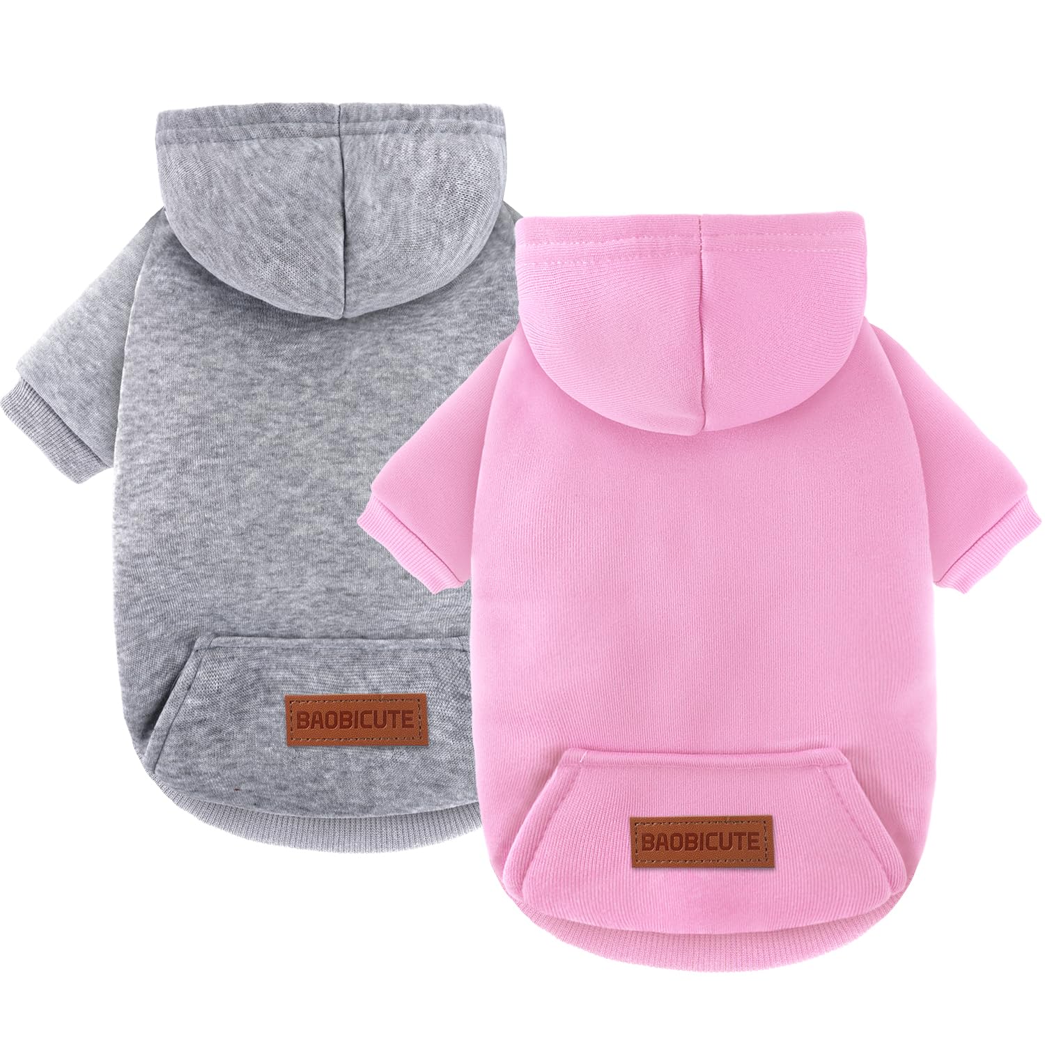 Photo 1 of 2 Pack Dog Hoodie Warm Hood Dog Sweater Cold Weather Small Dogs Sweatshirt Comfort Pet Clothes for Small Medium Dogs with Pockets Cats Chihuahua Clothes for Male Female Girl Boy Sporty Daily Wear