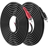 RCA to Speaker Wire, 18AWG 2 Pack 6ft RCA Male Plug Adapter to Bare Cable Open End, UIInosoo Audio Cable, Red and Black