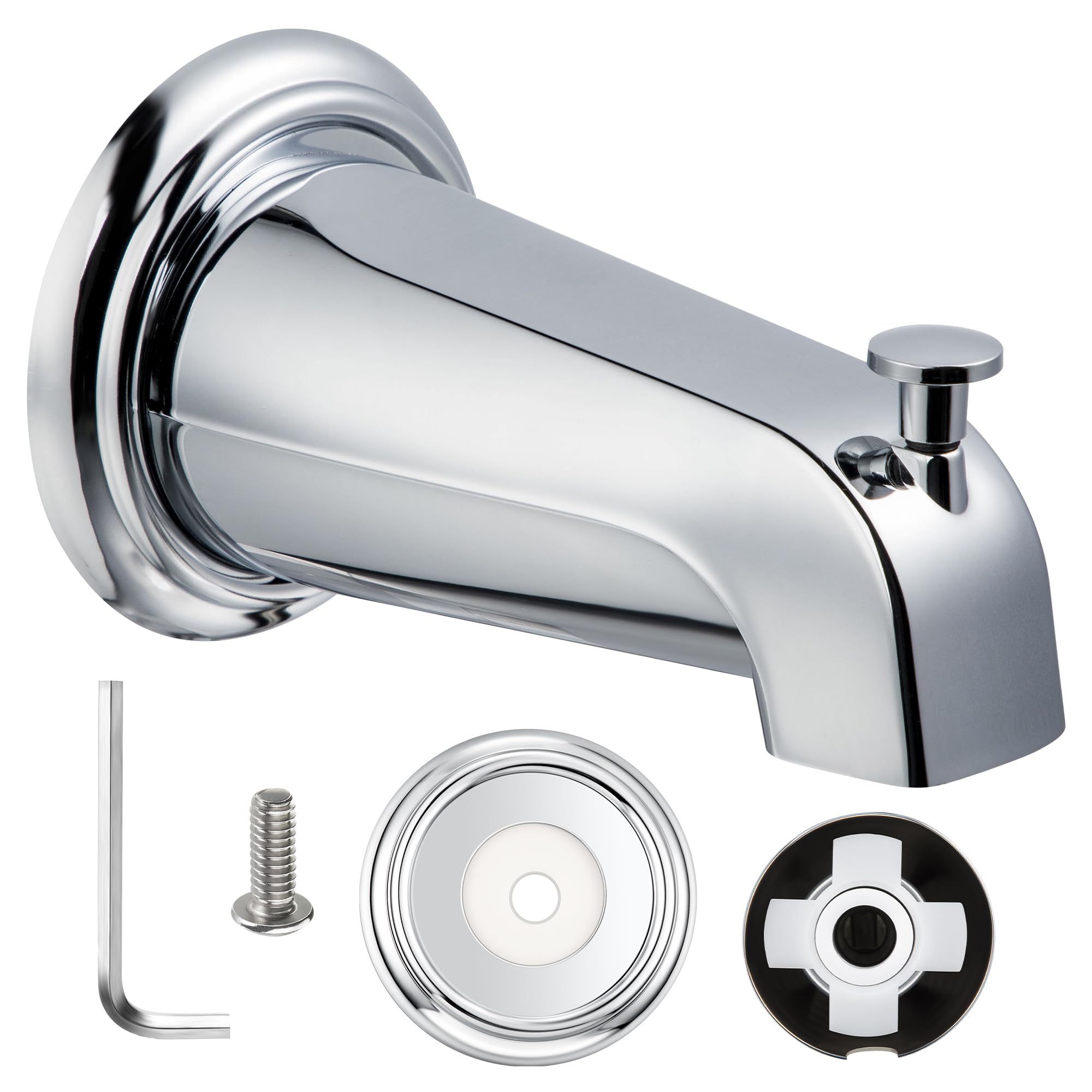 Photo 1 of Dreyoo Slip On Diverter Tub Spout with Metal Cover Ring and Foam Gasket, Compatible with Kohler GP85556-CP, Bathroom Bathtub Faucet Set Replacement Fits 1/2'' Copper Water Tube (Polished Chrome)