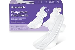Lansinoh Postpartum Maxi Pads Bundle, 40 Count, Heavy Absorbency Overnight Pads with Wings, Includes 2 Sizes for Extra Protec