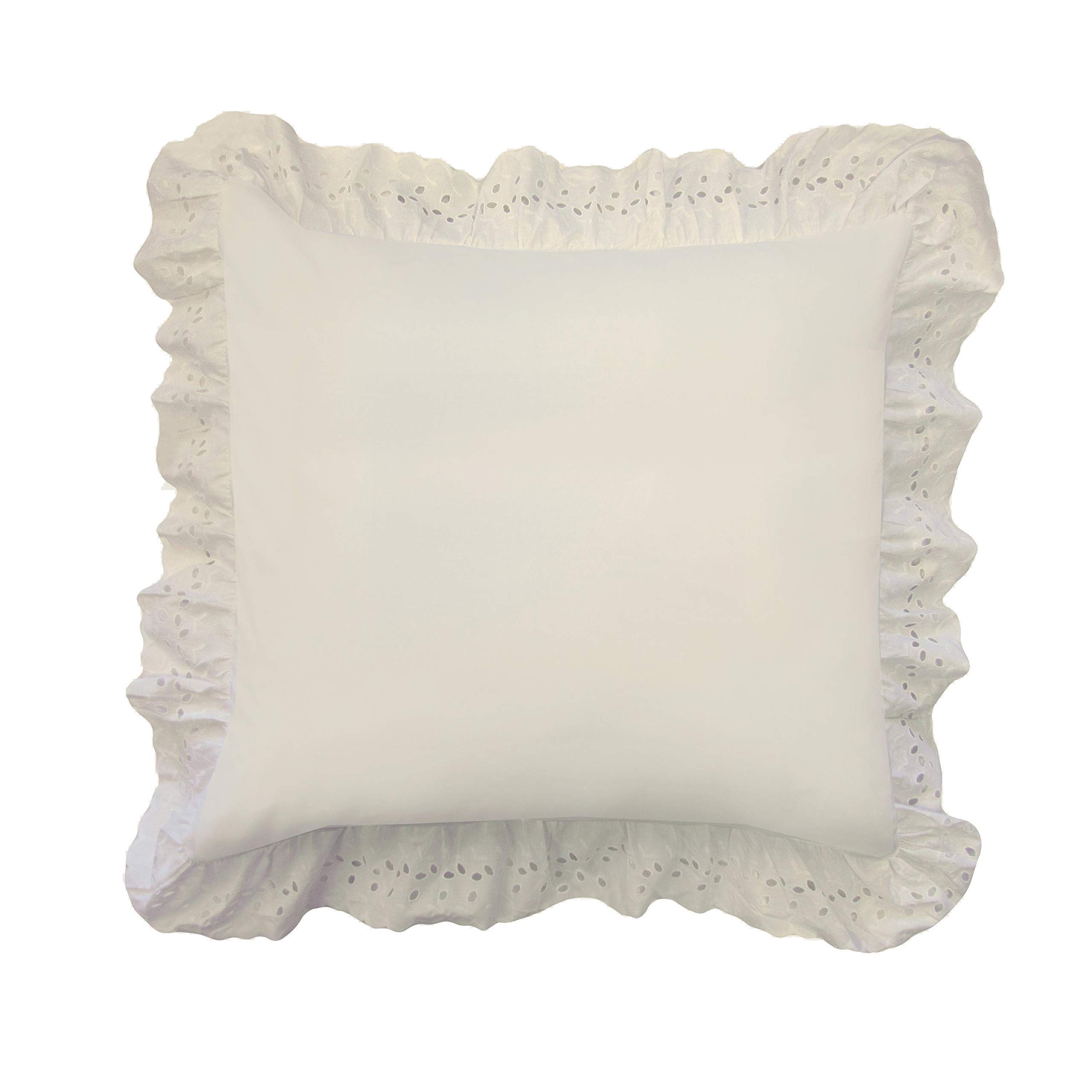 Fresh Ideas Bedding Eyelet Ruffled Pillow Sham Euro, Ivory