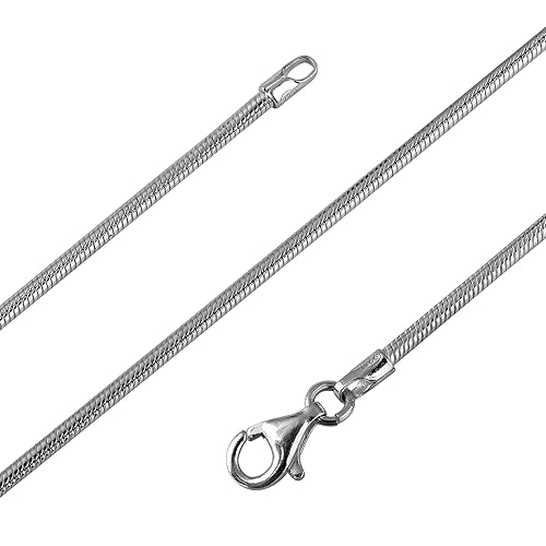 Avesano edle Damen Halskette Schlangenkette 1,6 mm breit in 925 Sterling Silber, Frauen Schmuck Collier Kette, Silberkette oh