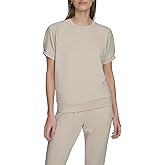 Andrew Marc Womens Short Sleeve Shoulder Detailing Relaxed Fit Pullover