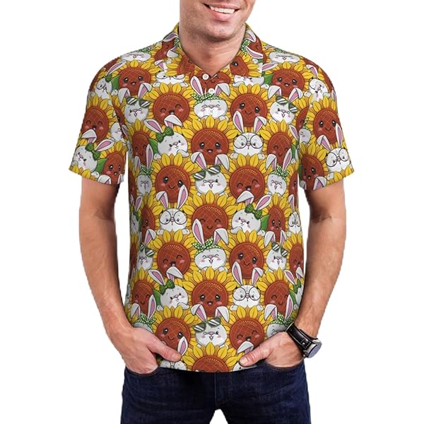 Mosytuky Rose Flowers Pattern Polo Shirts for Men Dry Fit