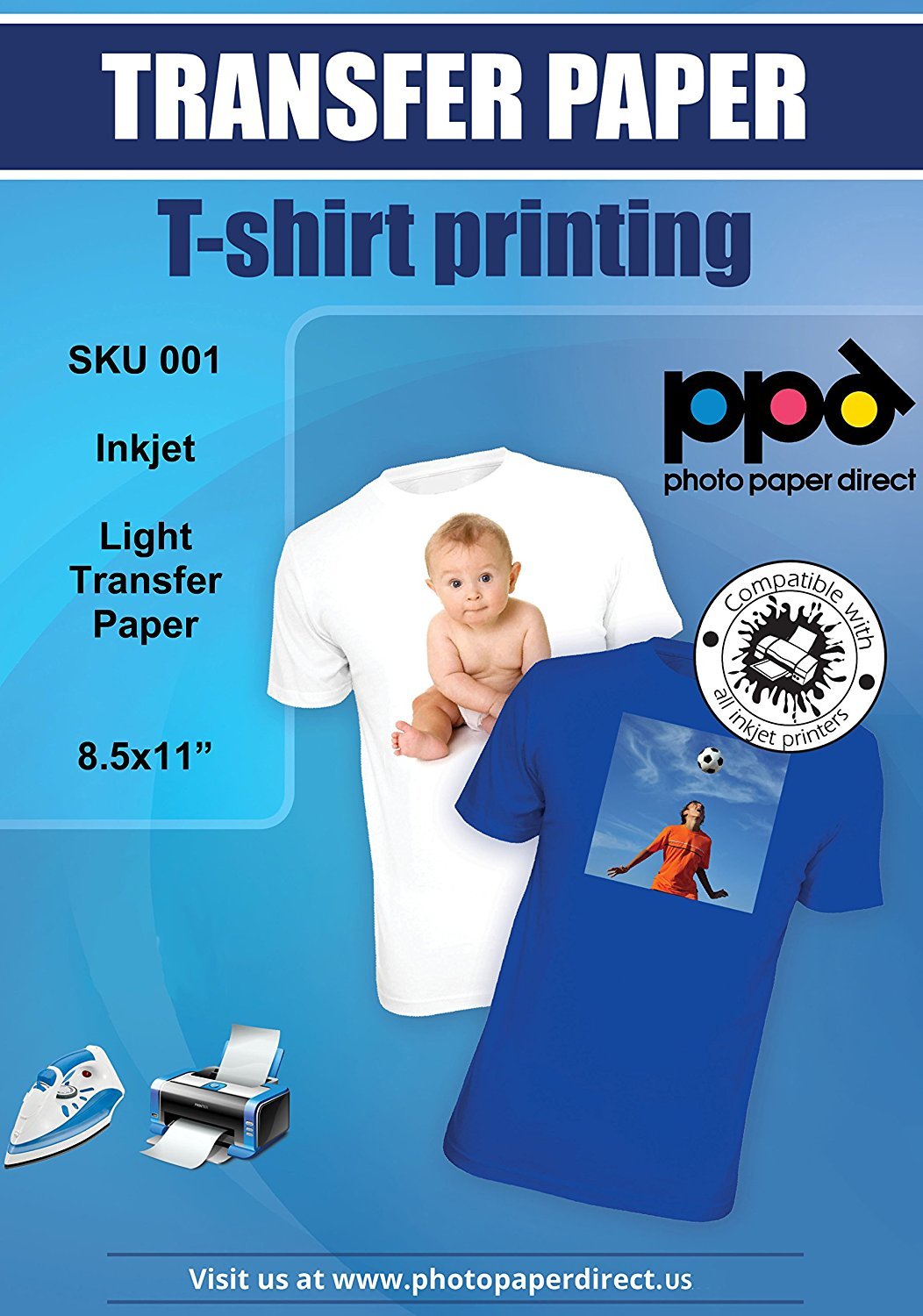 x Papel de transferencia de tinta A para camisetas de blancas y
