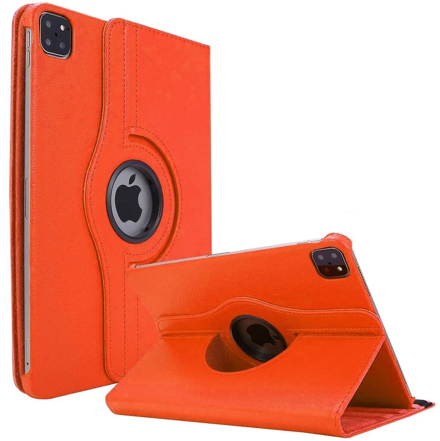 World biz Rotating Case for iPad Pro 12.9-Inch (6th/5th/4th Generation 2022/2021/2020) 360 Degree Swiveling Stand Protective Folio Leather Smart Cover, Auto Sleep/Wake (Orange)
