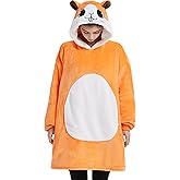 Lovemonster Unisex Animal Cosplay Hamster Pajamas Cozy Flannel Sherpa Pullover Adult Christmas Halloween Costume, Orange