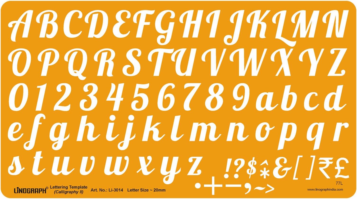 Linograph Lettering Template Calligraphy- II Letter Drawing Drafting Stencil 20 mm