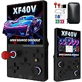 XF40V Retro Handheld Game Console, 4.0 Inch IPS HD Screen,Interchangeable Arcade Stick,Linux System, Preloaded Classic Games with Multiple Emulators, 4000mAh Battery,Ideal Gift (Translucent Black)