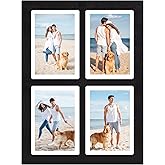 YESKAY Picture Frame Collage 5x7 - Rustic Black 4 Opening 5 x 7 Photo Frame Display,Multiple Photo Collage Frames with Tempered Glass for Wall Mounting 1 Pack