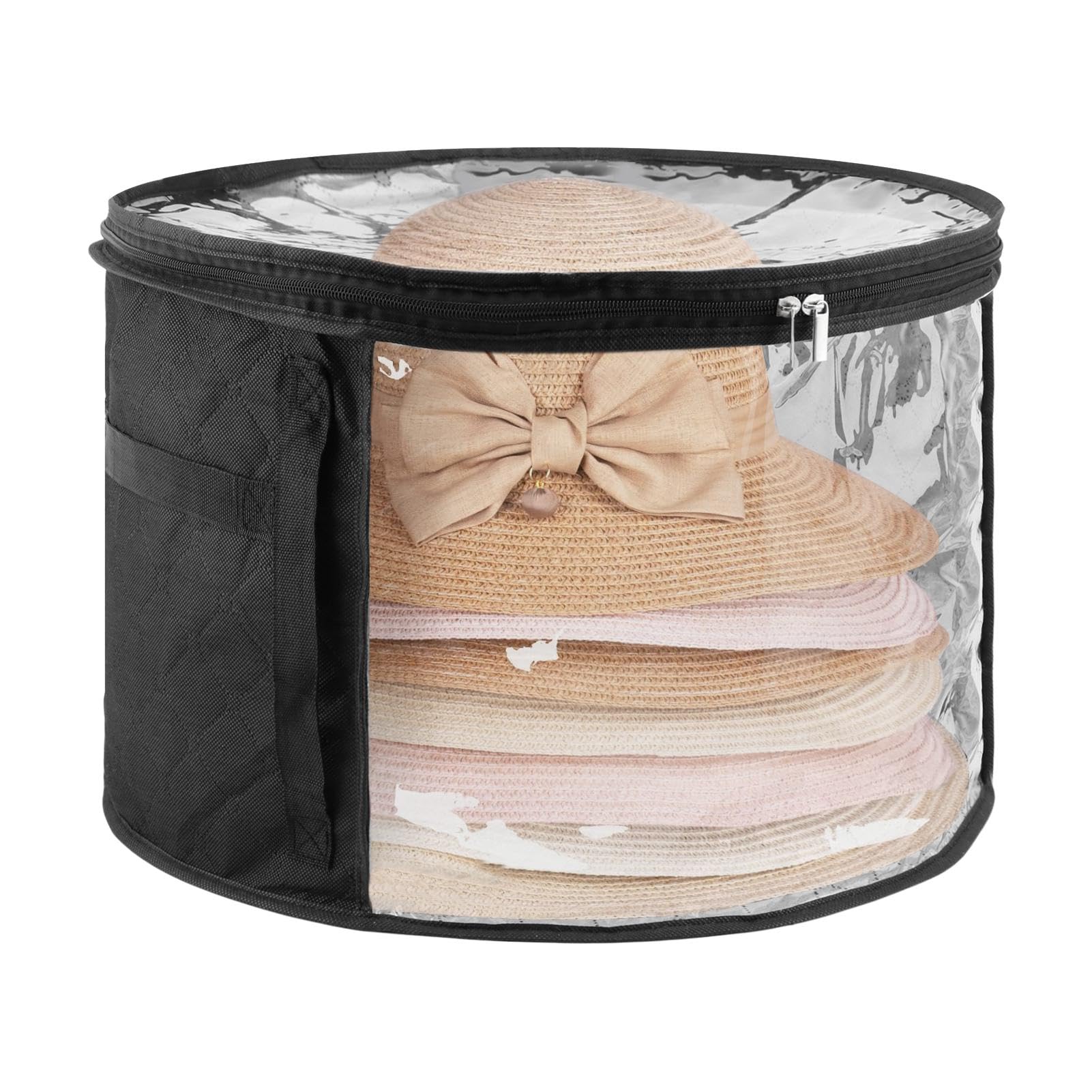 Photo 1 of Bibabala Oversized Clear Hat Storage Bag for Women, Holds up to 7 Caps Cowboy Organizer for Closet, Wide Brims Case with Carrying Handles(Black)