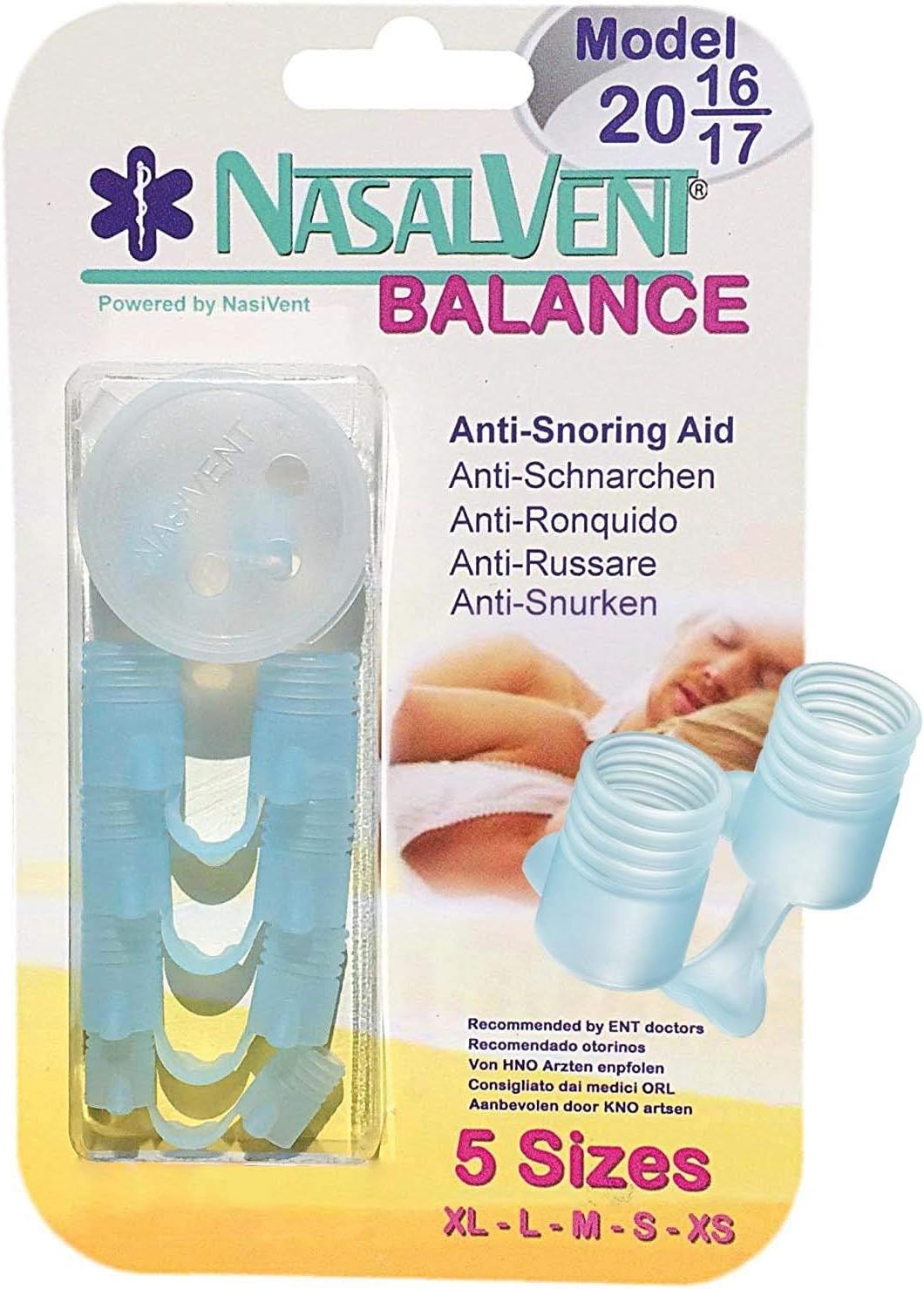 Anti snoring, and snoring solution, Nasalvent, Snoring aid, snore free, breathe right sleep. Anti snoring aids, Comfortable Nasivent design. Starter Pack 5 sizes