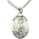 Westmon Works St David Solid Pewter One Inch Saint Medal with Stainless Steel Chain