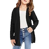 Haloumoning Girls Open Front Cardigan Sweaters Kids Fall Fashion Side Slit Outerwear 5-14 Years